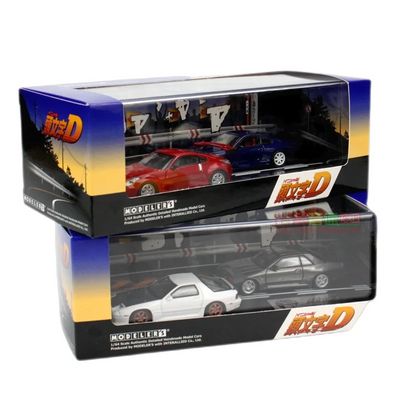 Anime 1:64 first text D AE86 RX7 NSX with scene set Alloy die-cast simulation car model,adult decoration,boy toy,children's gift