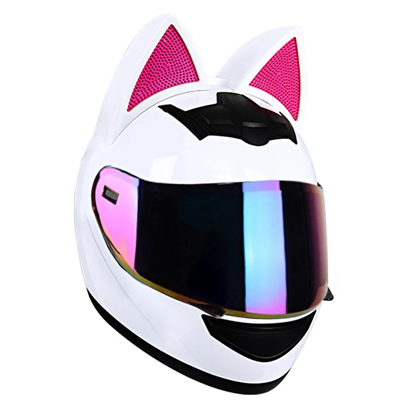 Cat Ear Motorcycle Helmet For Women Full Face Motocross Motorbike Men's Moto Helmet Breathable DOT Certification Girlfriend Gift