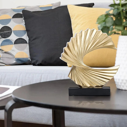 Modern Abstract Sculpture Art Deco Decor, Gold Ocean Wave Sculpture Large Home Decor Accents, Gold Statue for Men Office House M