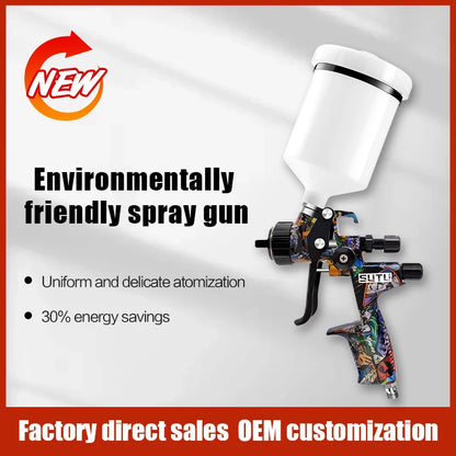 Sutu 5800 Pneumatic Spray Gun 1.3mm Stainless Steel Spray Nozzle 600ml Pot Car Furniture Spray Paint Clear Atomization