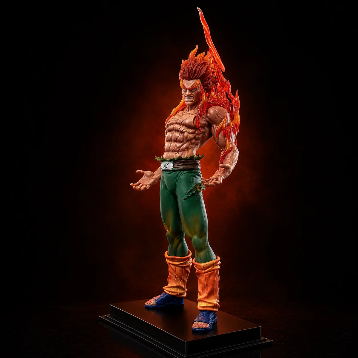 27cm Naruto Shippuden Might Guy Eight Gates Released Night Kai Figurine Red Flame Effect High Detail PVC Action Figure Home Orna