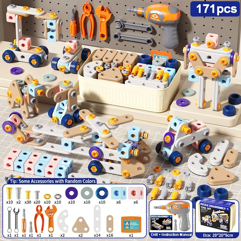 2026 New Kids Tool Set DIY Nut Assembly Toy Kit STEM 3D Puzzle Building Tools Montessori Toys Gifts for Boy Girl Repair Tools