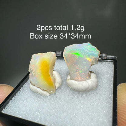 Natural Rare Colorful Ethiopia Opal (No Need Water) Gem Mineral Specimen Box Size:34X34mm (Need Lighting) Sunlight Best