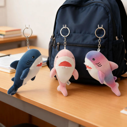 Shark Plush Keychain Blue Grey Purple Mix Kawaii Stuffed Animal Toys Backpack Charm Boys Girls Kids Unique Design Birthday Gifts