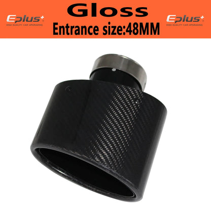 Oval Gloss Carbon Fiber Universal Car Mufflers Tip Exhaust Pipe Nozzle Decoration stainless steel Black silvery Tilting Left Rig