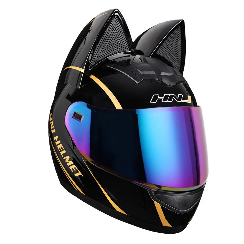 Cat Ear Motorcycle Helmet For Women Full Face Motocross Motorbike Men's Moto Helmet Breathable DOT Certification Girlfriend Gift