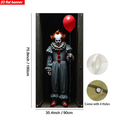 Joker Pennywise door curtain banner and balloon arch decoration -2D horror movie themed party decoration