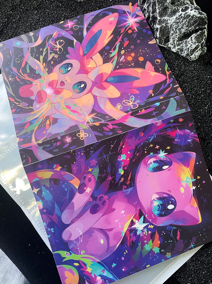 2026NEW PTCG Eevee Collectible Card Album 4 Compartments Can Hold 240 Pcs Card Gengar Ex Collectible Card Book Storage Bookcase