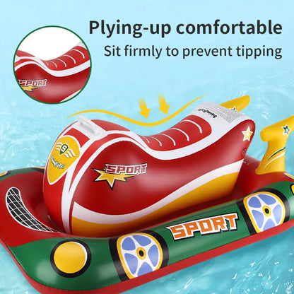 Swimbobo Kids Blue Inflatable Swimming Seat Float Cool Motorboat Ring Floating Thicken PVCFor Summer Baby Swim CircleWater Toy