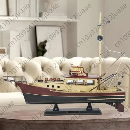 Wooden Jaws - 37cm Orca Model Shark Fishing Boat Movie Relative Items Custom Famous Boats Antique Decoration Seaside Home Decor