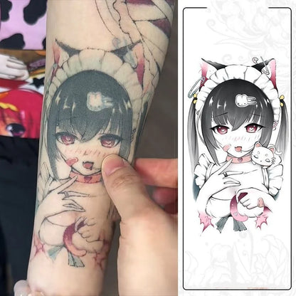 12 Styles Anime Cute Sweet Girl Temporary Tattoos Cartoon Rem Tattoo Body Art Waterproof Lasting Fake Tattoo Stickers
