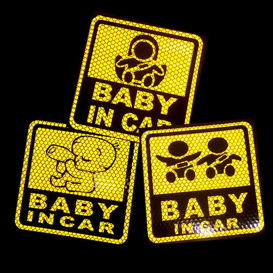Mama In Car Baby Kids On Board Highly Reflective Stickers For Car Night Safety Driving Personalized Children Warning Sign Decals
