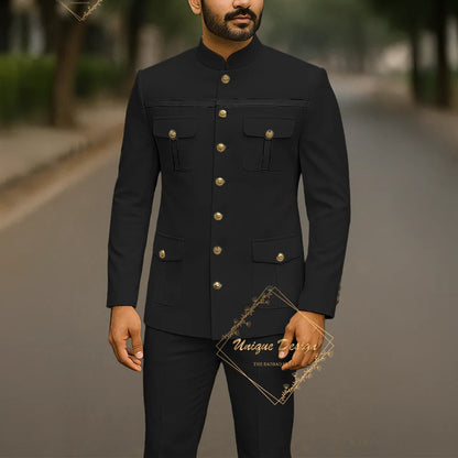 Ivory Formal Safari Suit Custom Made Indian Menswear for Wedding Groom Men's 2pcs Set Jacket Pants Slim Fit Party Dress