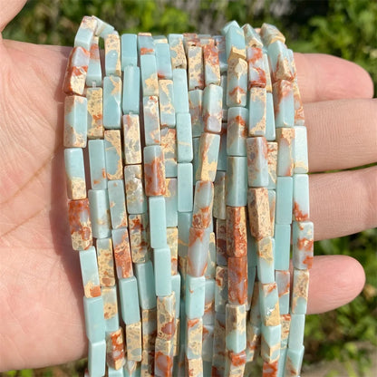 4x13mm Natural Stone Tube Rectangle Sea Sediment Lapis Lazuli Opal Amethysts Quartz Beads for Jewelry Making DIY Bracelet
