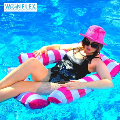 4-in-1 Multi-Purpose Water Pool Float Hammock Saddle Lounge Chair Drifter Non-Stick PVC Material for Fun Pool Relaxation