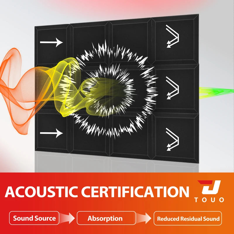 TOUO 6/12/24 Pcs Large Square Hypotenuse Acoustic Foam High Density Ktv Sound Foam Studio Acoustic Treatment Home Decoration