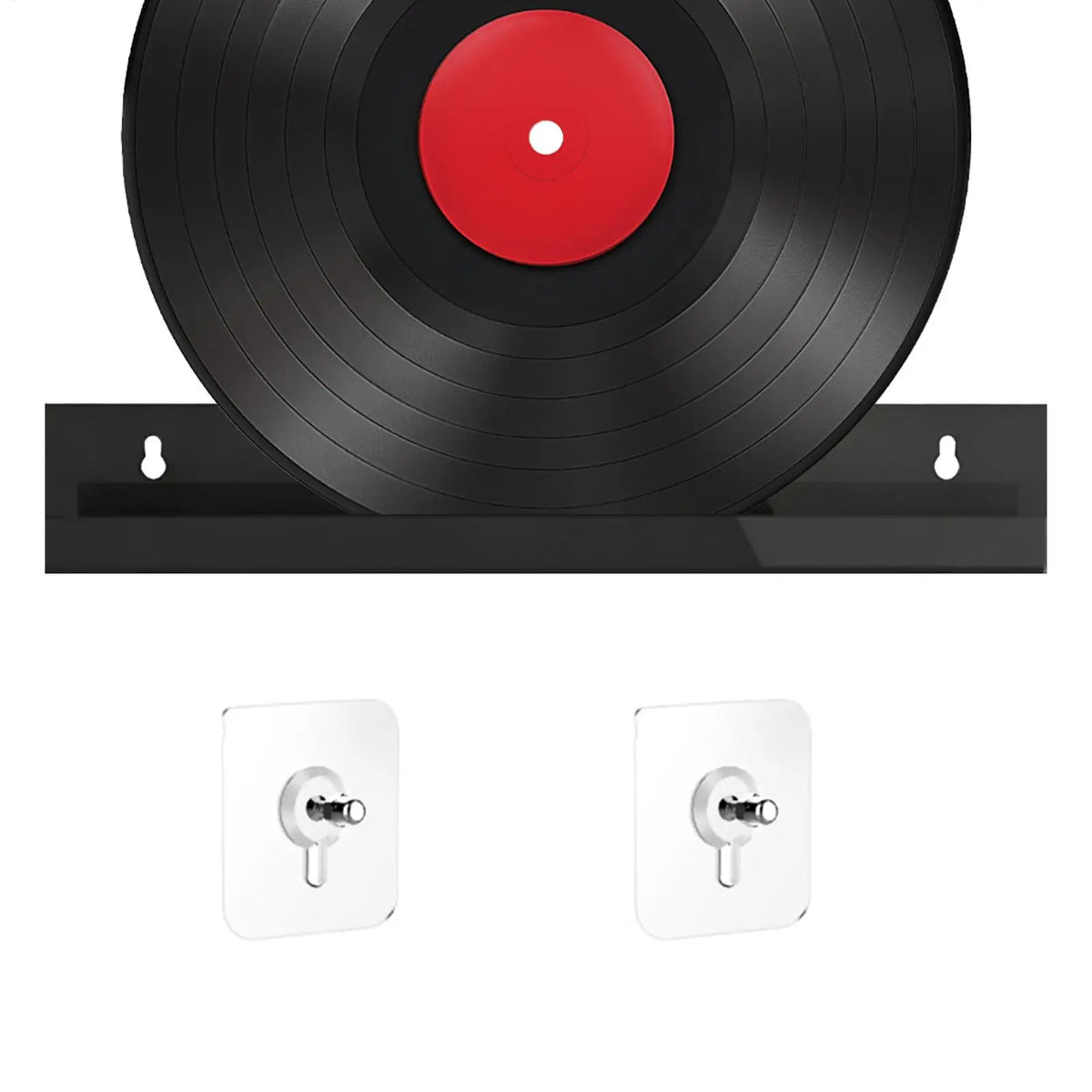 Wall Mount Vinyl Record Shelf 12-Inch Black Acrylic Floating Display Rack Modern LP Storage For Living Room, Bedroom, Office