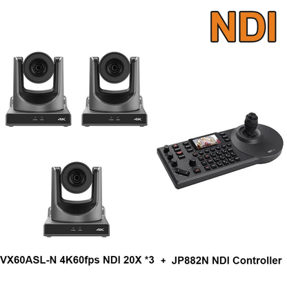 4k60fps NDI POE PTZ Camera 20X Zoom Live Streaming Camera and 1pc NDI PTZ Camera Controller for Video Conference 1-10pcs
