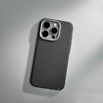 Relief Carbon Fiber Magnetic Case for iPhone 15 Pro Max 16 17 Pro Phone Cover Camera Metal Lens Protective Shell Hard PC Fundas