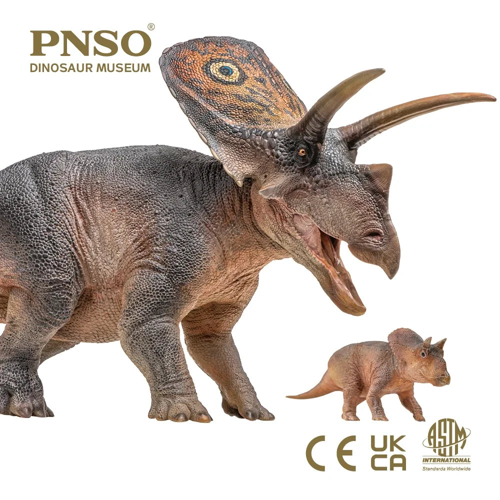 PNSO Aubrey the Torosaurus & the Suborder Ceratopsia Figure Dinosaur Museum Model Collector Animal Scientific Art Exhibition