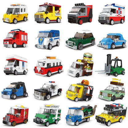 Racing Car Bus Engineering Vehicle Ambulance Pull Back Model Building Blocks Brick Toys Children Boys Compatible With Lego
