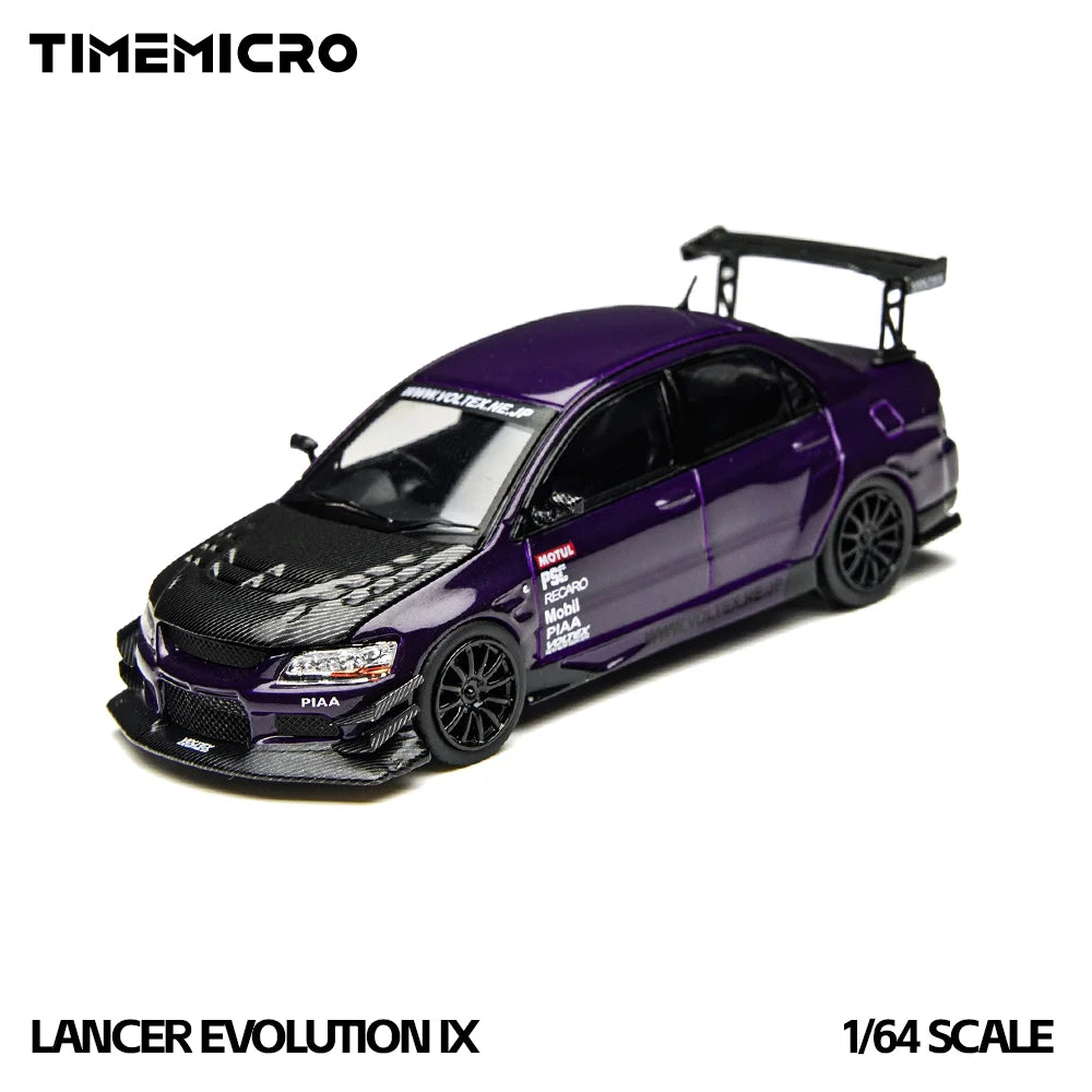Time Micro 1:64 Mitsubishi EVO 9 LANCER EVOLUTION IX Simulation Static Alloy Car Model, Boys' Toy Collection Decoration Item.