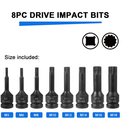 Bicycle Torque Wrench Set  8Pcs/Set Universal Sleeve Head Hex Cr-v Bit Set Drill Wrench Socket Spanner Pro Motorcycle Repair Kit