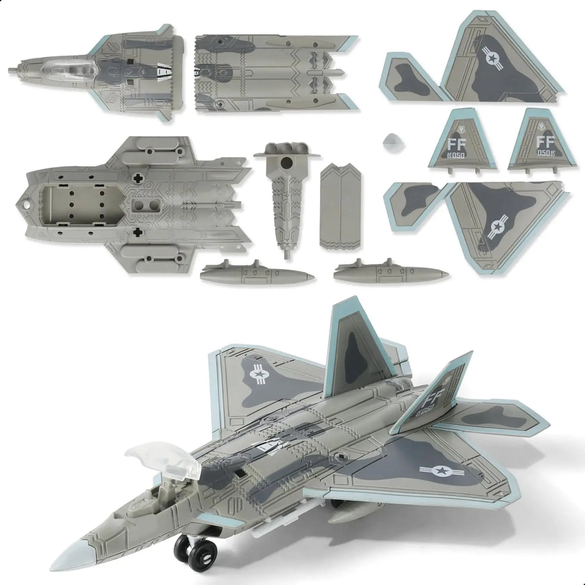 1:100 Scale F-22 Raptor Fighter Jet Quick Build Model Kit Plastic Millitary F22 Toy Airplane Assembly Model Gift for Kids
