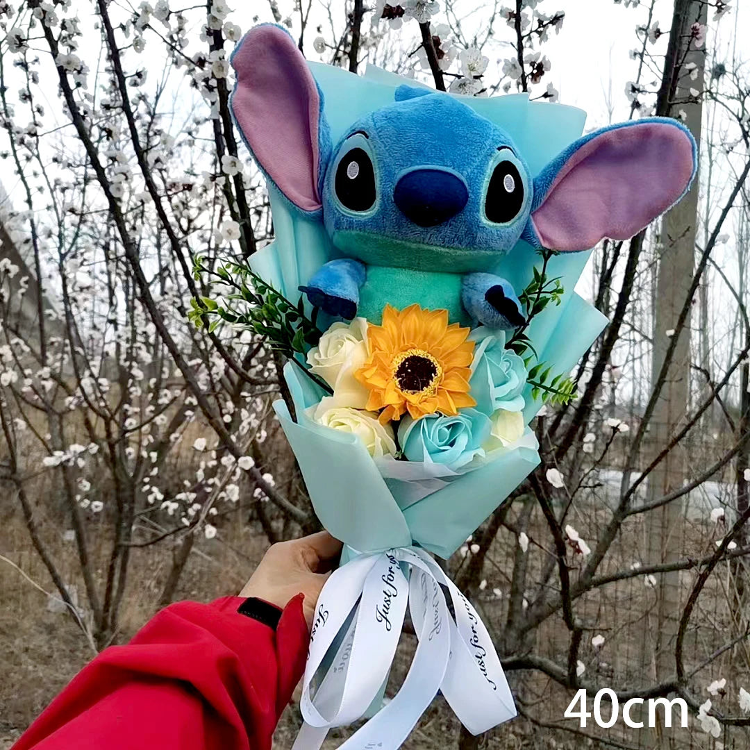 Cartoon Winnie the Pooh Pig Plush Bouquet Handmade Flower Bouquet Plush Doll Wedding Graduation Valentine Christmas Birthday Gif
