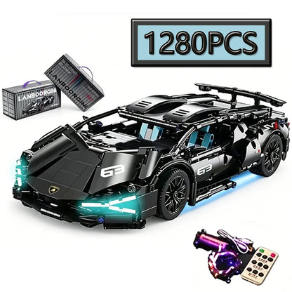 1280PCS Black Samurai Remote Control Sports Car Model DIY Building Blocks Racing Puzzle Toy for Children Gift