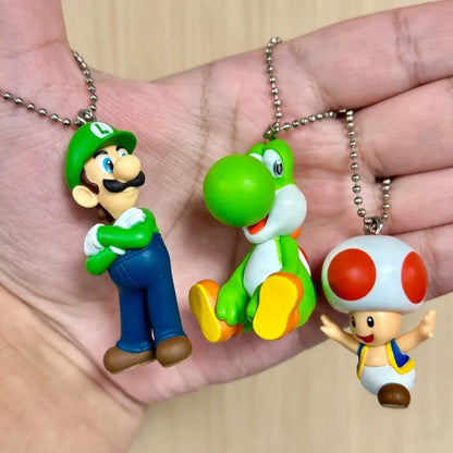 New Bandai Original Shokugan Super Mario Luigi Yoshi Toad Mini Anime Figure Keychain Collectible Charm Pendant Case Decor Gift