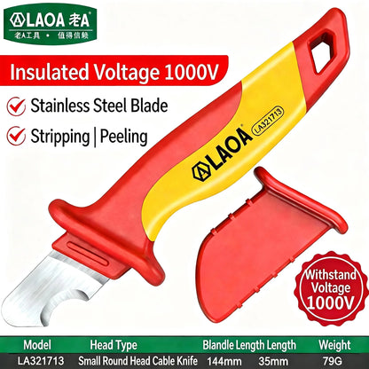 LAOA Insulated Electrician's Knife Voltage-Resistant Cable Cutter Stripping Tool with Straight Blade Specialized Wire Stripper