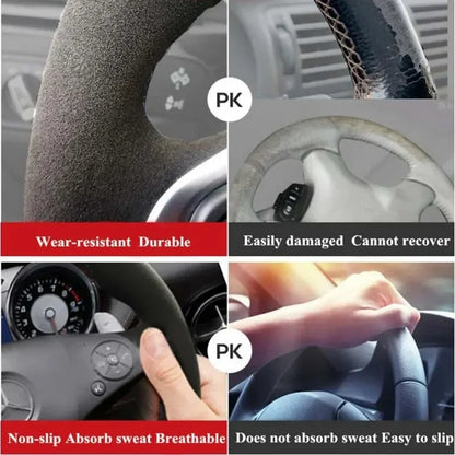 Beige Non-slip Genuine Leather Steering Wheel Cover 100% Fit for Porsche Macan 2015-2021 Cayenne 718 911 Car Accessorie