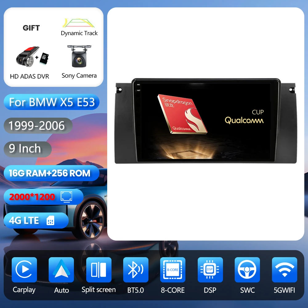 Android 16 Carplay Auto 2K Screen Car Radio Multimedia Player For BMW M5 E39 1995-2006 E53 X5 M5 2din Autoradio Stereo Head Unit
