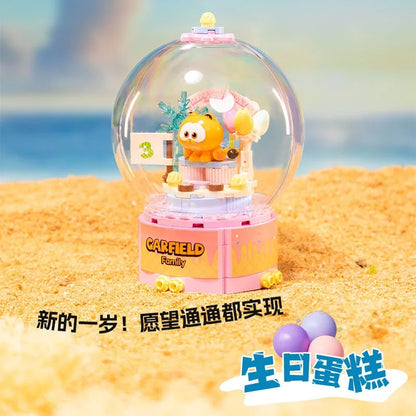 Pantasy Garfield Crystal Ball Series Fun Gashapon Machine Building Block Puzzle Model Desktop Ornament Children's Gift