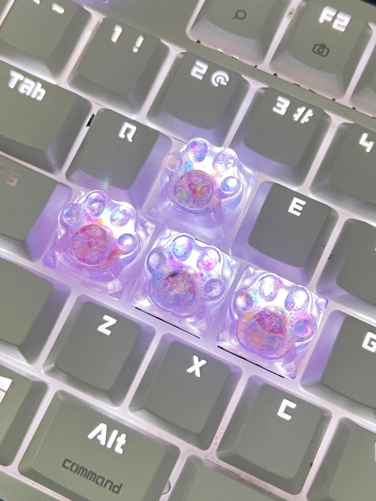 4Pcs New Hot Sale Translucent Cat Claw Keycap Cross Axis Mechanical Keyboard Keycap Decoration