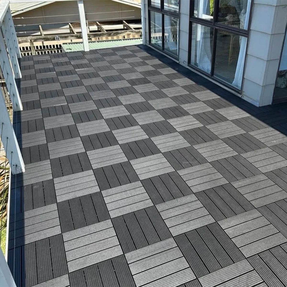 Selin Outdoor Waterproof Interlock WPC Composite Patio Tile Wood Floor for Terrace Parquet Deck Tile Plastic Decking
