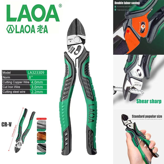 LAOA LA323309 8 Inch Labor-saving Diagonal Pliers Heavy Duty Wire Cutting For Electrician Industrial Maintenance