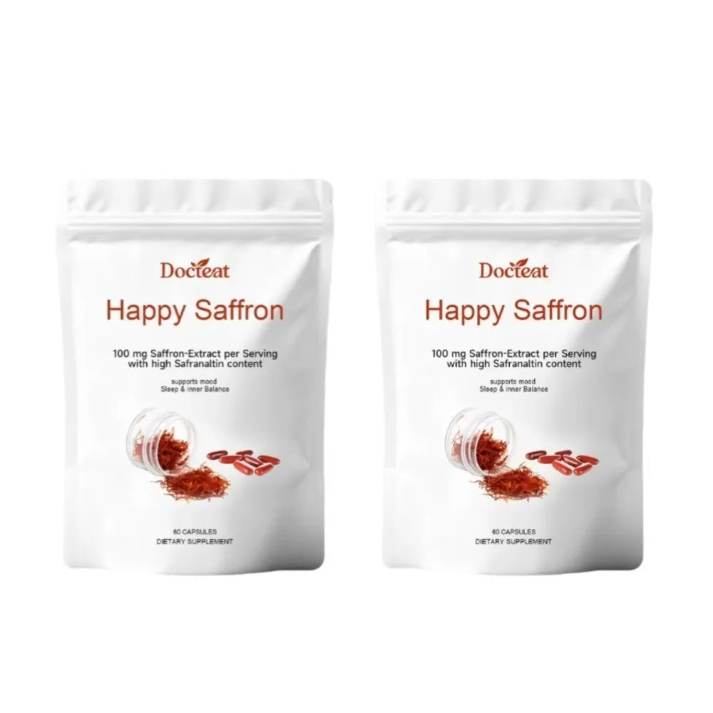 Saffron Extract Capsules for Mood Relaxation 100mg Per Serving High Safranal Saffron Raise Sleep Quality Stress Relief 60 Count