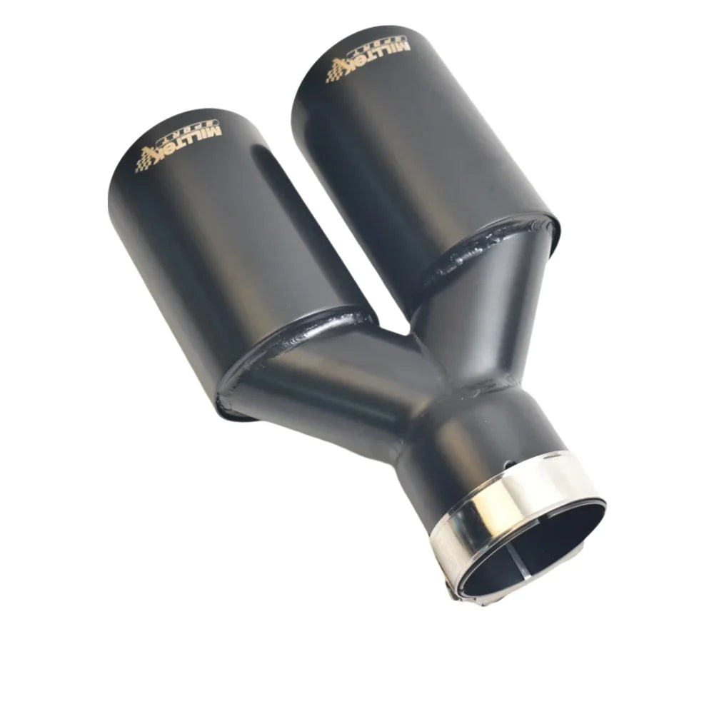 MILLTEK SPORTS Black Dual Angled Exhaust Tips 304 Stainless Steel Universal Clamp-On for European Cars Sport Split-Exit Style