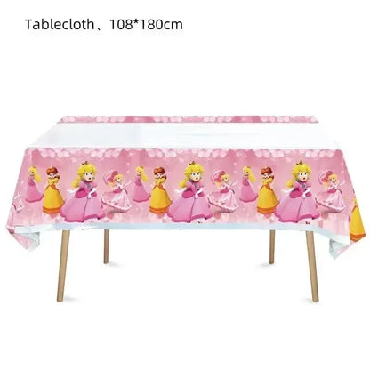 Mario Luigi Peach Princess Yoshi Toad Cake Insertion Cards Banner Spiral Tablecloth Mario Theme Birthday Party Carvinal Props