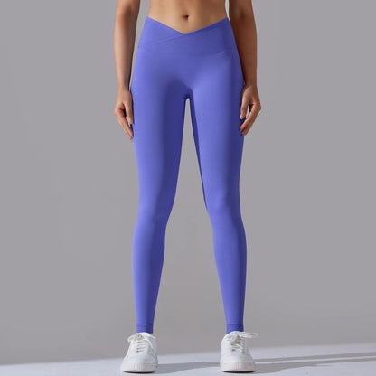 Crossover Waist Women Yoga Leggings Hips Lifting Gym Leggings Seamless Sport Pants High Waist Fitness Leggings Workout Running