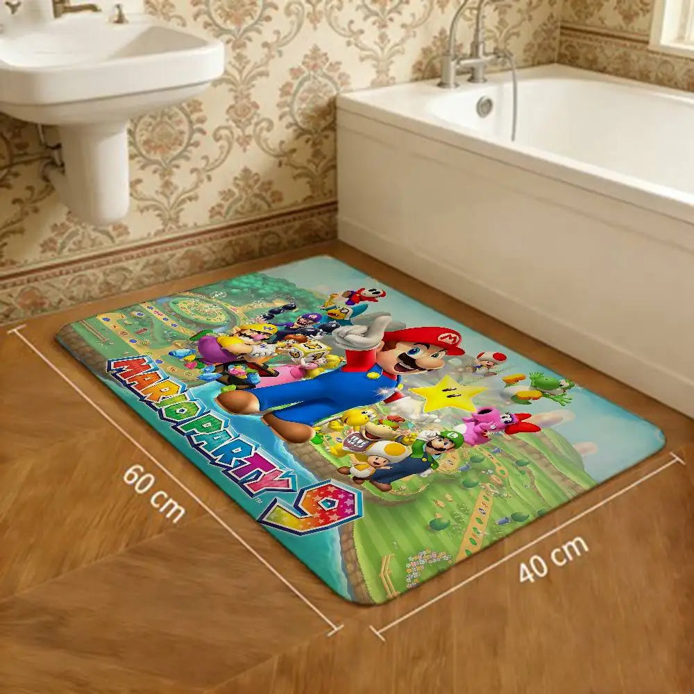 Game M-marioes Cartoon Bathroom Mat Anti-slip Absorb Water Long Strip Cushion Bedroon Mat Welcome Doormat