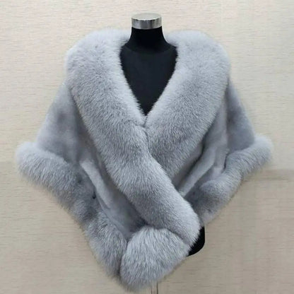 Luxury Fur Women Poncho Fluffy Shawl Fur Evening Dress Shawl Wedding Banquet Shawl Dress Shawl Plush Cape Coat Women Jackets