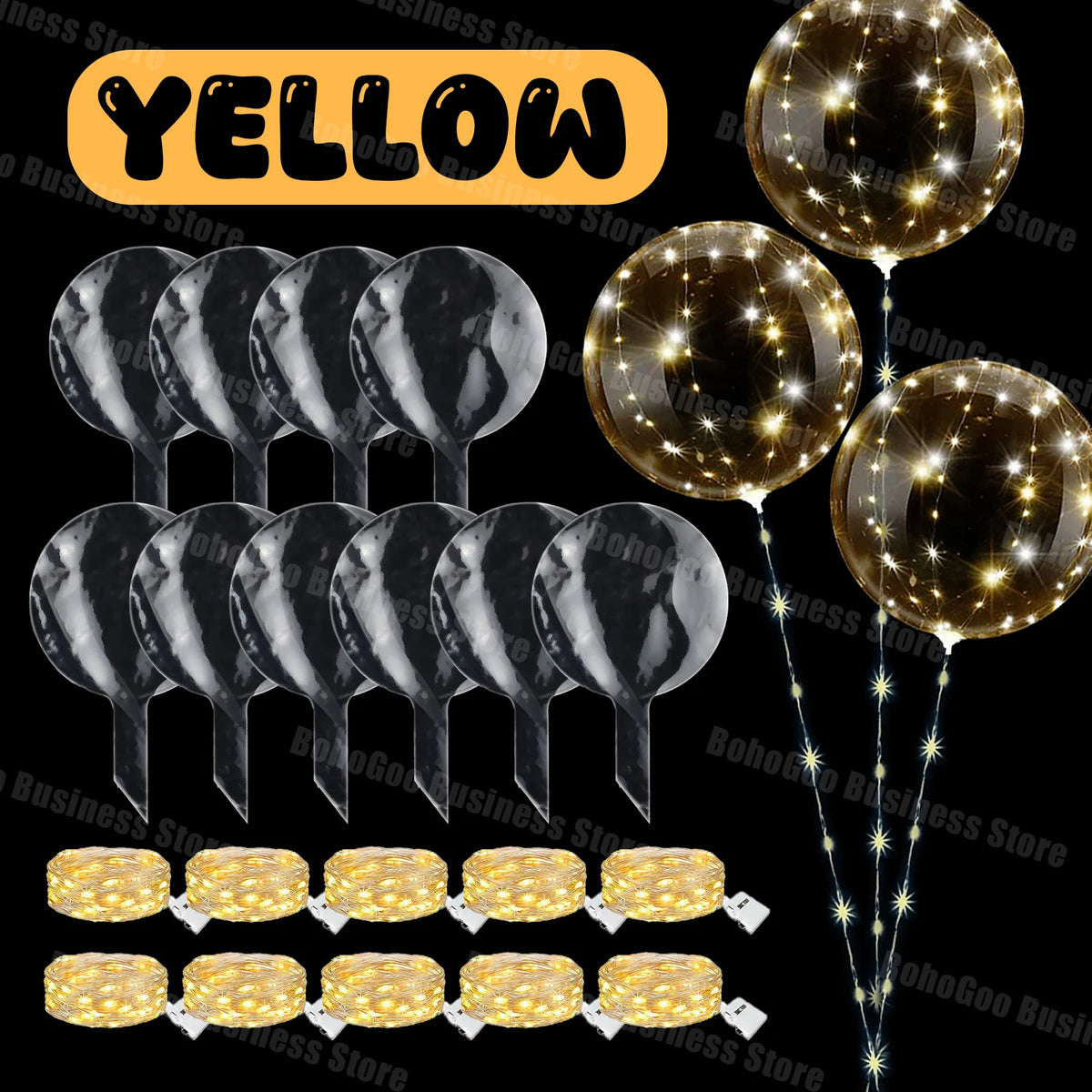 10-100Sets Led Balloons with Batteries Clear Flashing Light Up Balloon for Wedding Proposal Decor Birthday Party Outdoor Yard