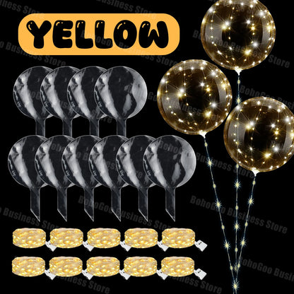 10-100Sets Led Balloons with Batteries Clear Flashing Light Up Balloon for Wedding Proposal Decor Birthday Party Outdoor Yard