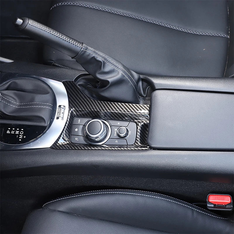 For Mazda MX-5 ND 2016-2023 ABS Carbon Fiber Car Handbrake Panel Frame Central Media Button CoverSticker Accessories