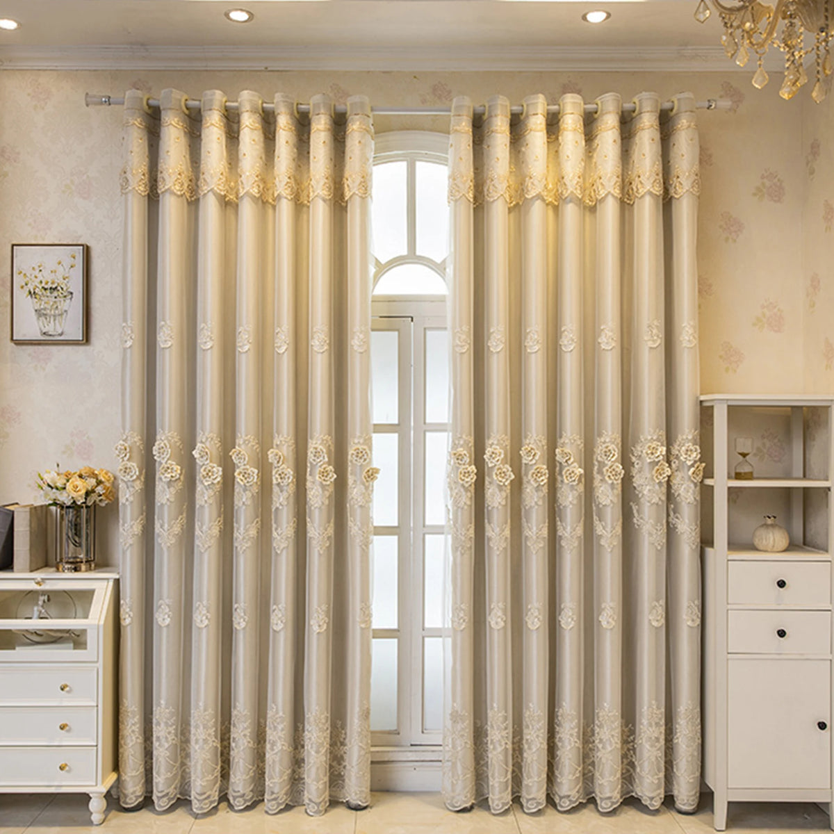 1pc European Style Dual-Layer Blackout Curtain, Top Eyelet Design,for Living Room and Bedroom, All-Season Elegant Home Decor