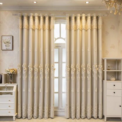 1pc European Style Dual-Layer Blackout Curtain, Top Eyelet Design,for Living Room and Bedroom, All-Season Elegant Home Decor