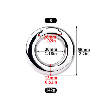 LEZEE Stainless Steel Semen Lock Rings Scrotum Drop Ring Heavy Metal Testicular Stretcher Rings Weight Hanging BDSM Cockring
